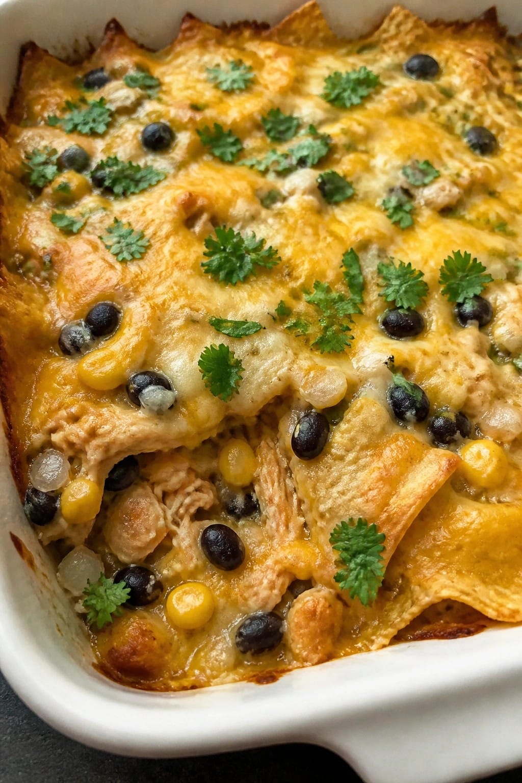 Tex-Mex Chicken Tortilla and Cheese Casserole