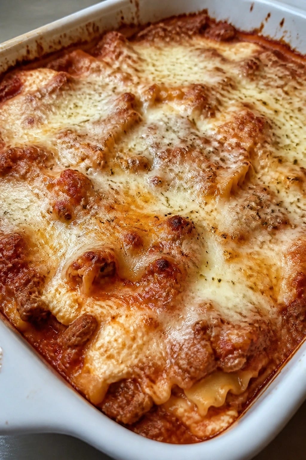 Cheesy Ground Beef Lasagna Casserole