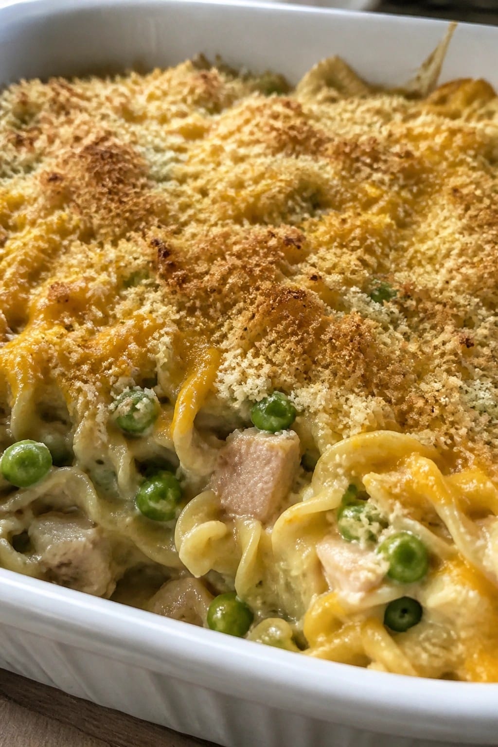 Classic Tuna Noodle Casserole with Crispy Breadcrumb Topping