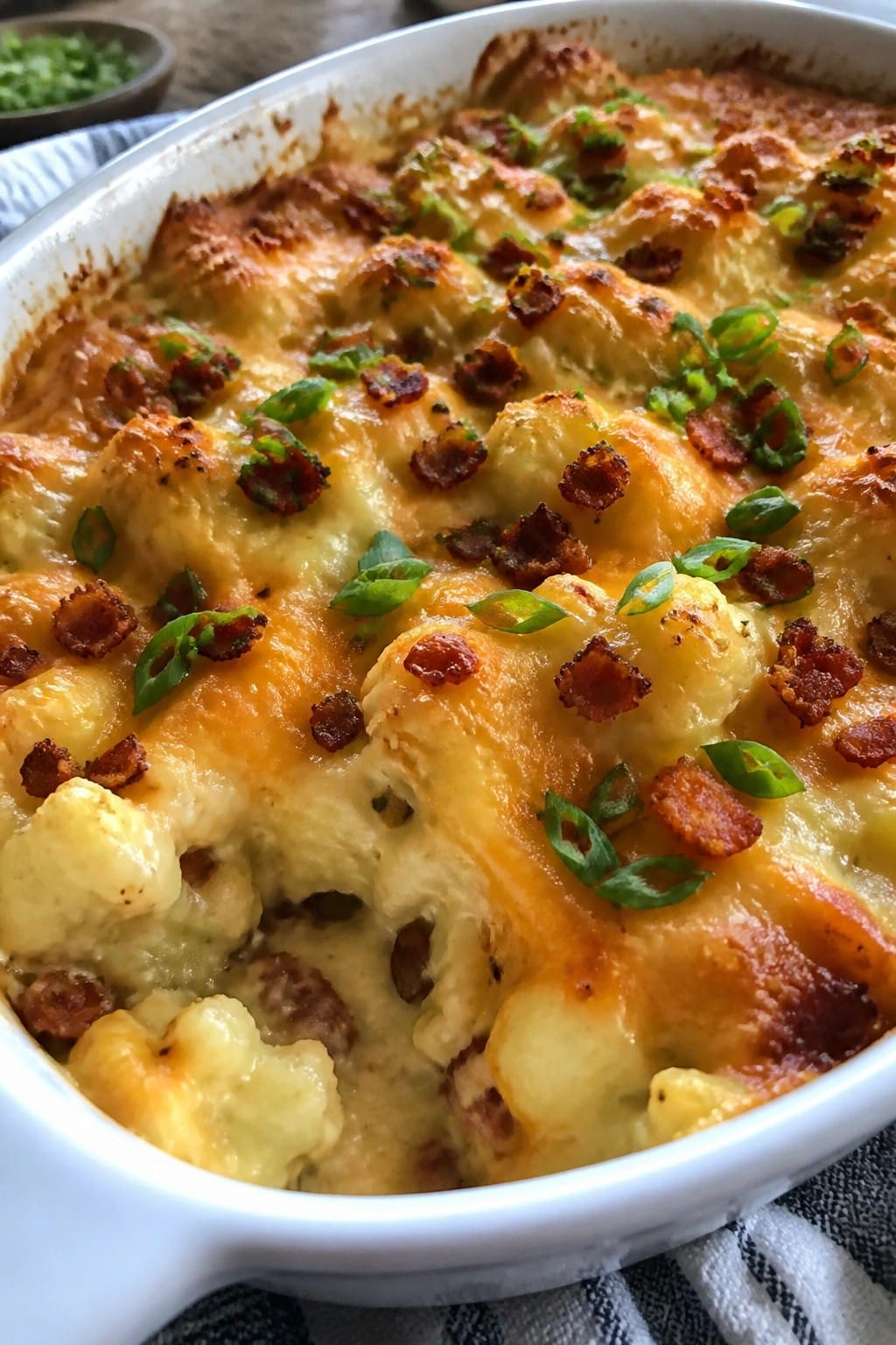 Loaded Cauliflower Cheese and Bacon Casserole