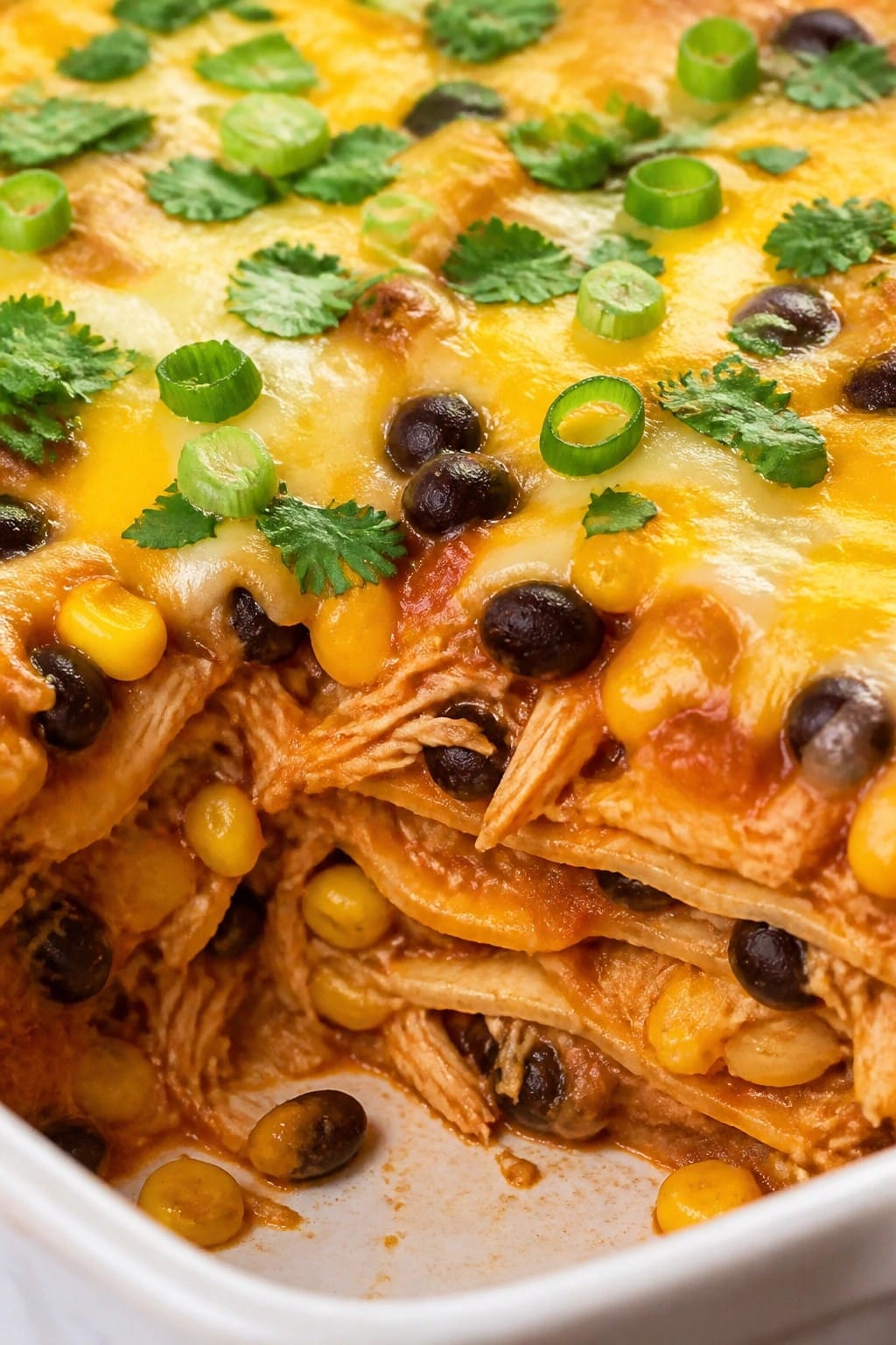 Mexican Chicken Enchilada Casserole with Corn Tortillas