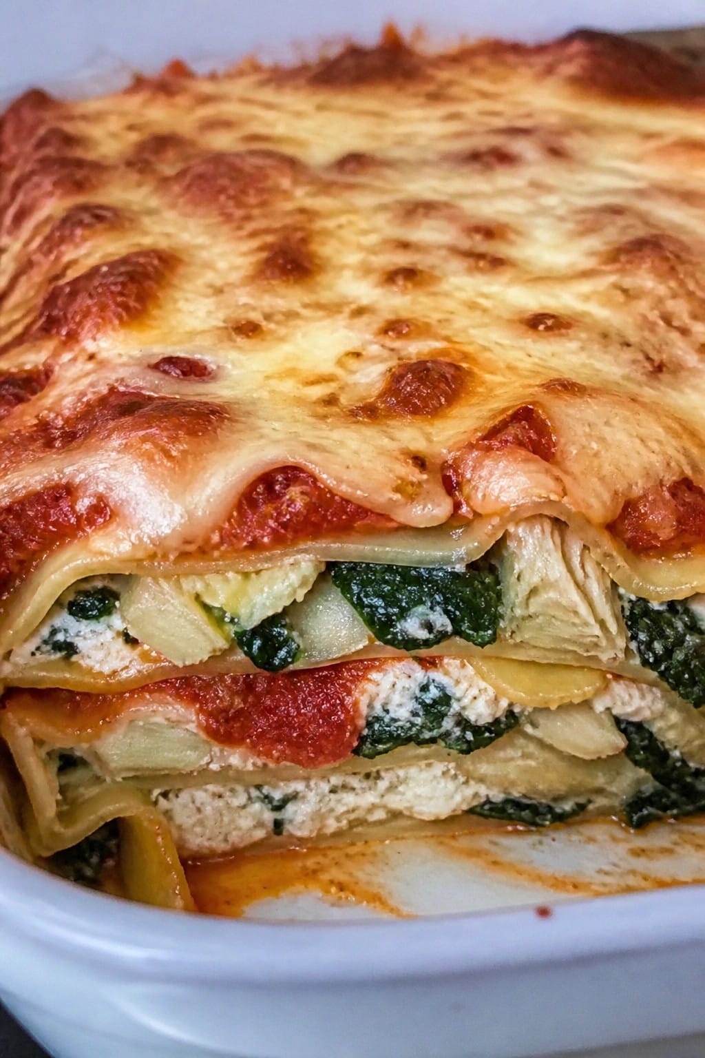 Vegetarian Spinach Artichoke Lasagna Casserole