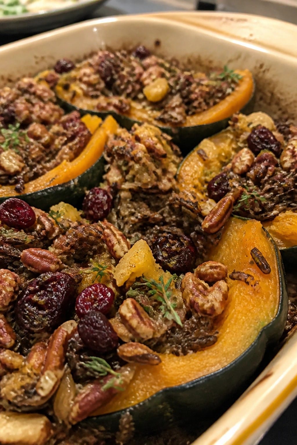 Acorn Squash and Wild Rice Casserole with Cranberries and Pecans