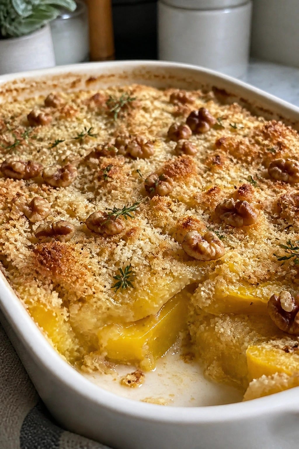 Hubbard Squash Casserole with Brown Butter and Toasted Walnuts
