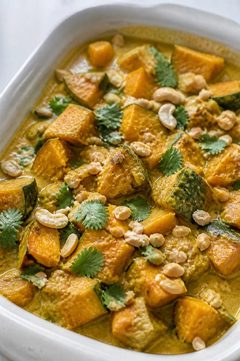 Kabocha Squash Curry Casserole with Coconut and Cashews
