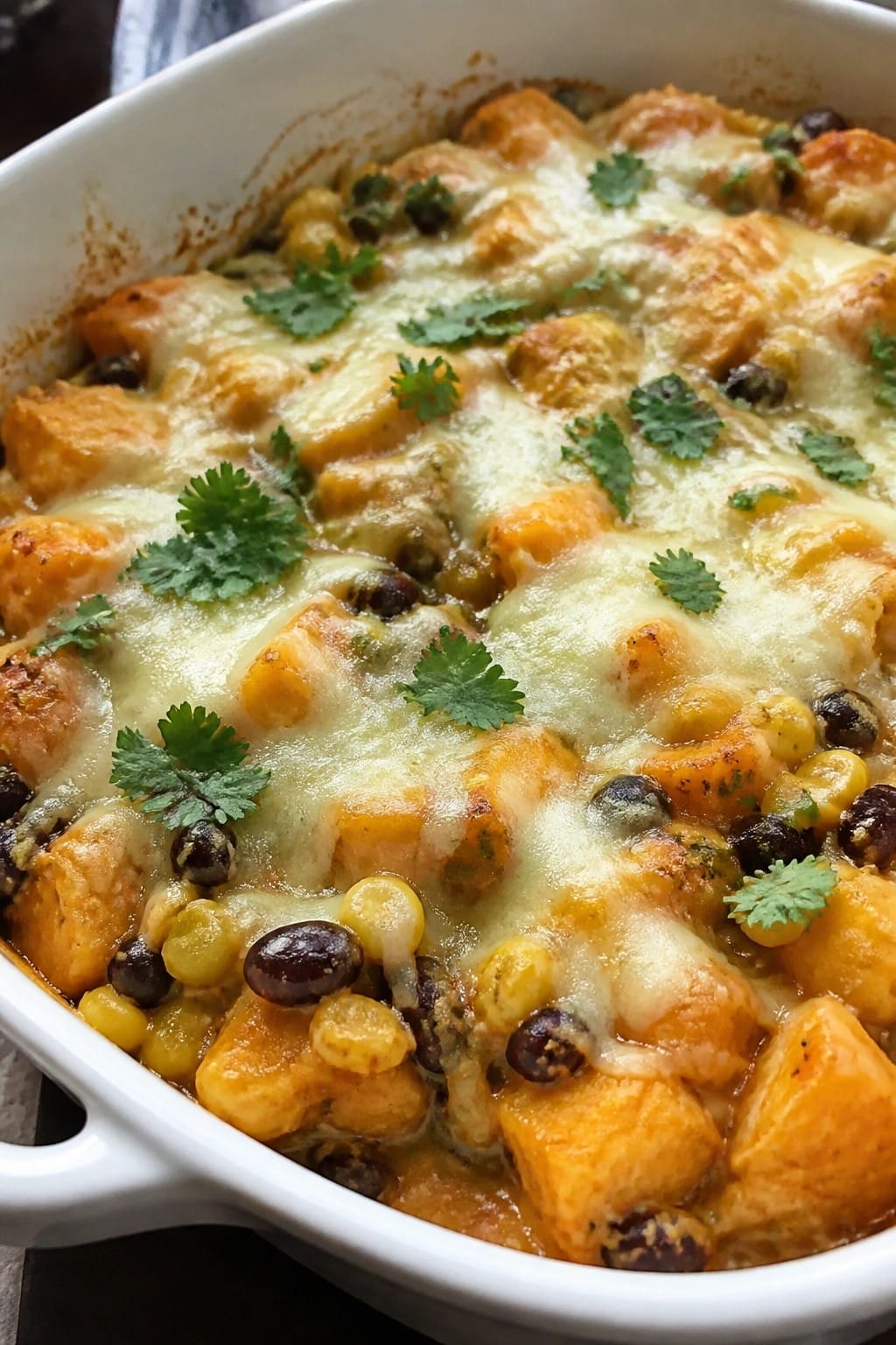 Southwestern Butternut Squash Casserole with Black Beans and Chilies