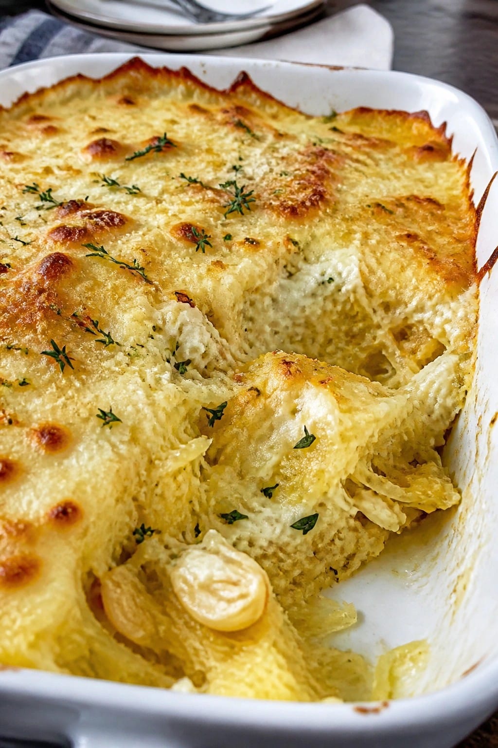Three-Cheese Spaghetti Squash Bake with Roasted Garlic