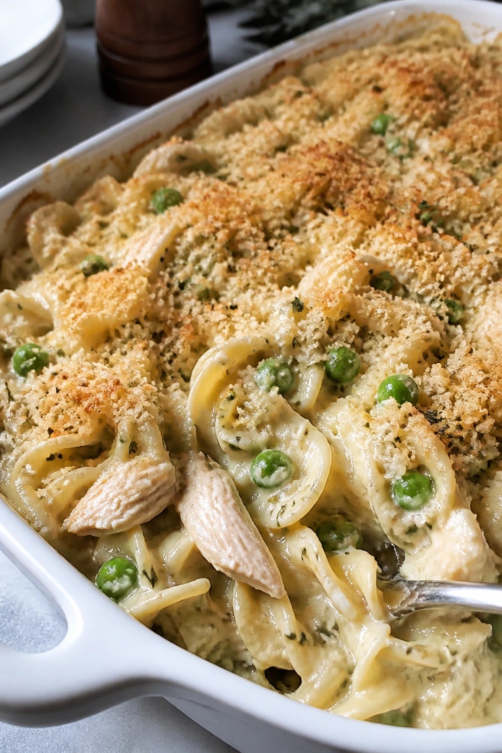 Creamy Tarragon Pea Chicken Casserole