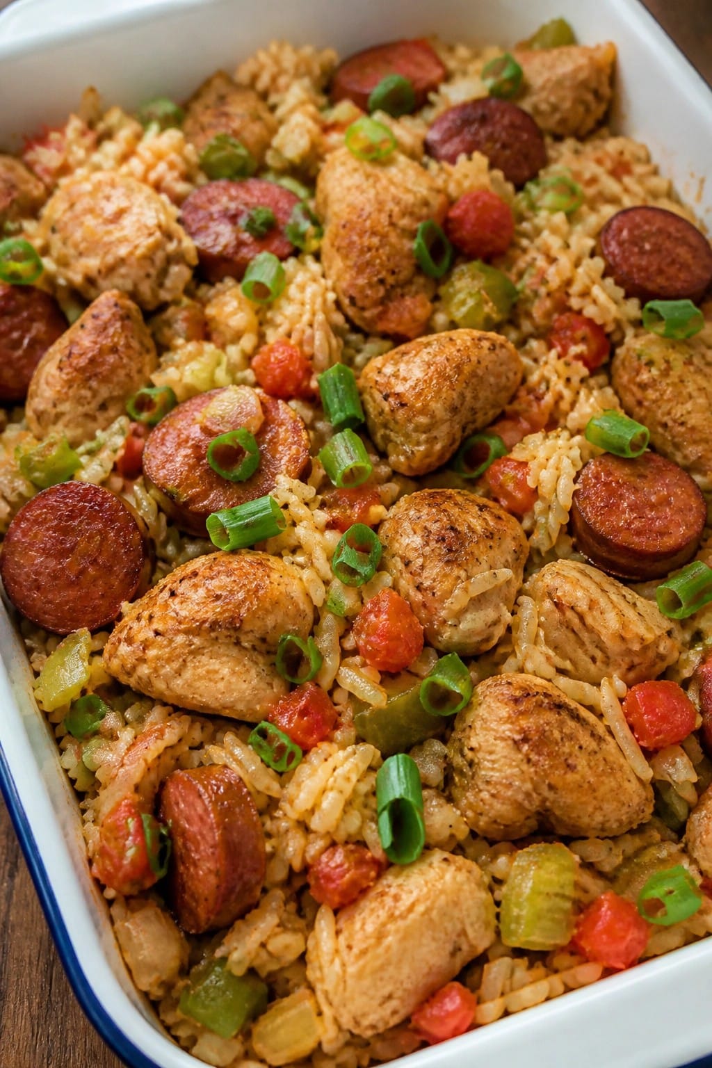 Cajun Chicken and Andouille Sausage Rice Casserole