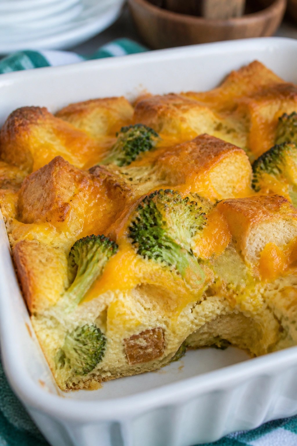 Broccoli Cheddar Egg Strata Casserole