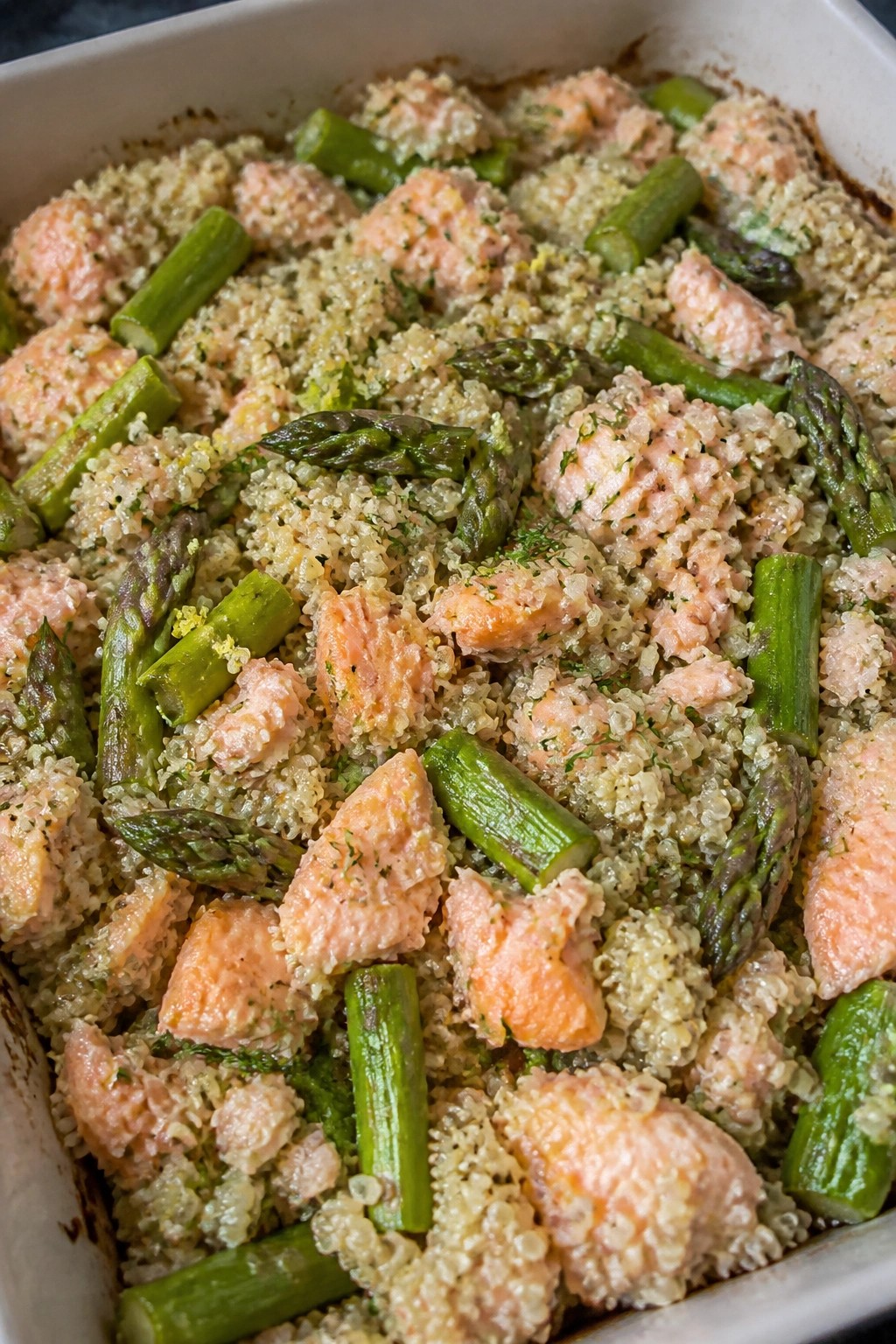 Baked Salmon Asparagus Dill Quinoa Casserole