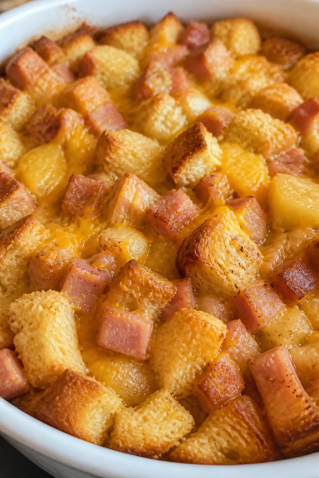 Apple Cinnamon Ham and Cheddar Breakfast Casserole