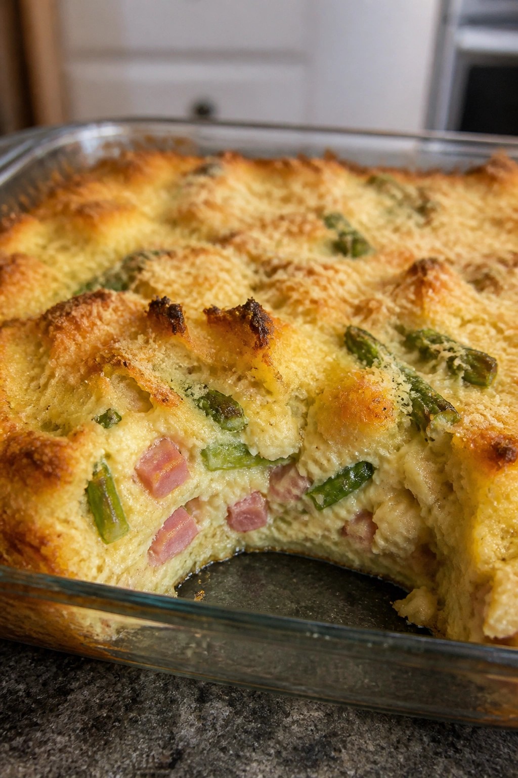 Asparagus Ham and Parmesan Strata
