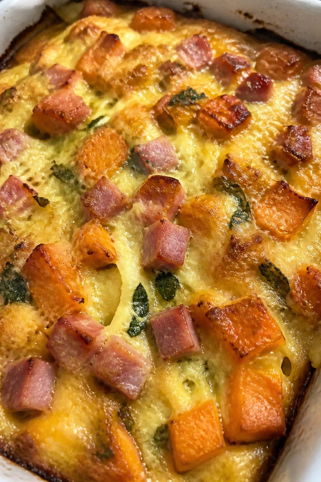 Ham Sweet Potato and Sage Breakfast Casserole