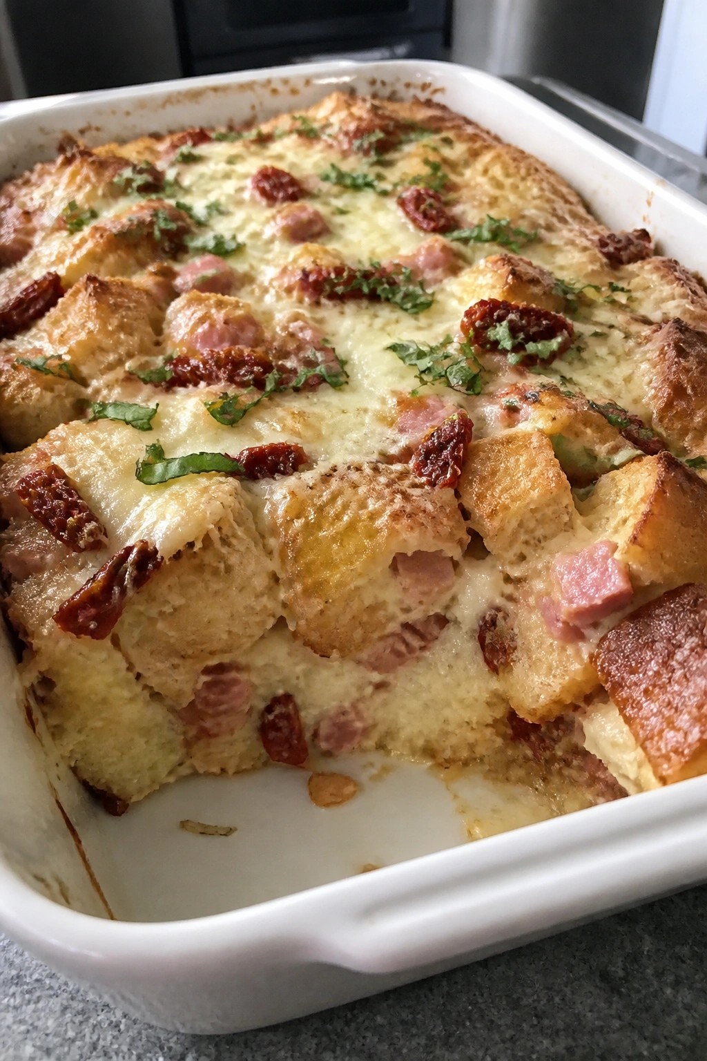Italian Ham Sun-Dried Tomato and Mozzarella Bake