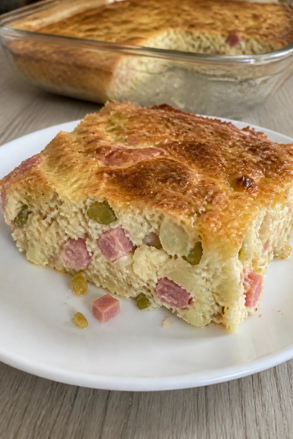 Spicy Green Chile Ham and Pepper Jack Casserole