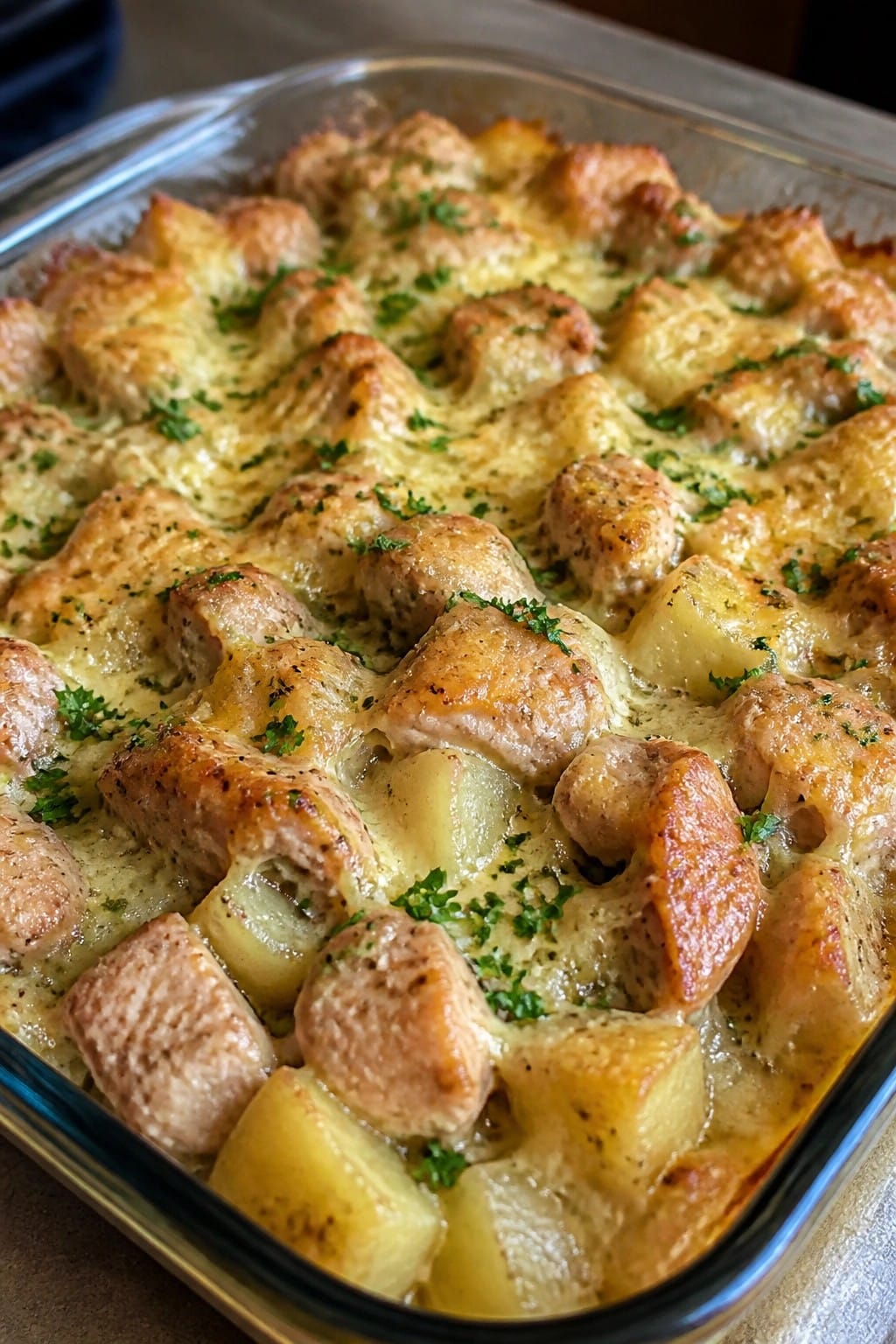 Garlic Parmesan Chicken Potato Casserole
