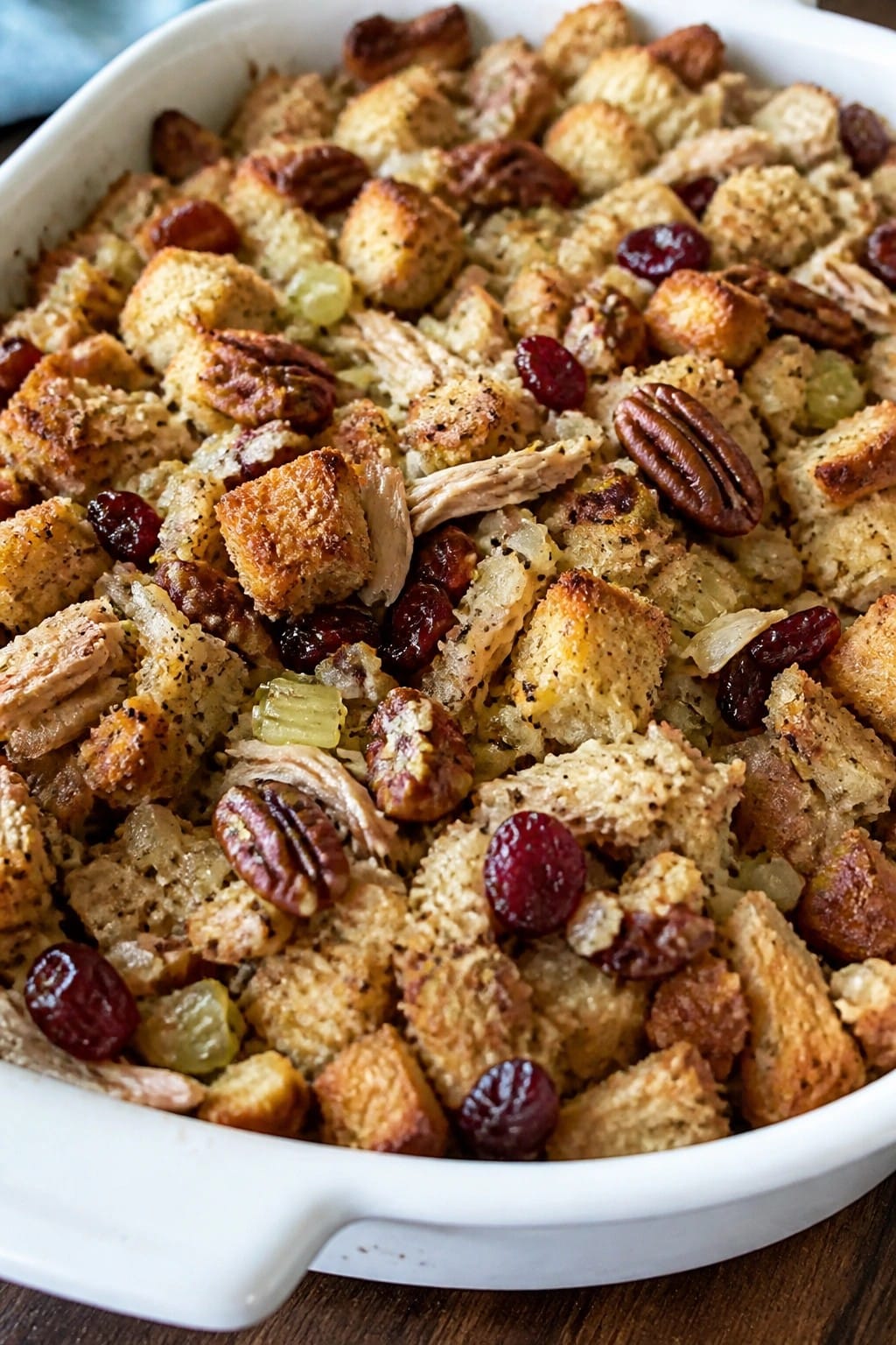 Cranberry Pecan Chicken Stuffing Casserole