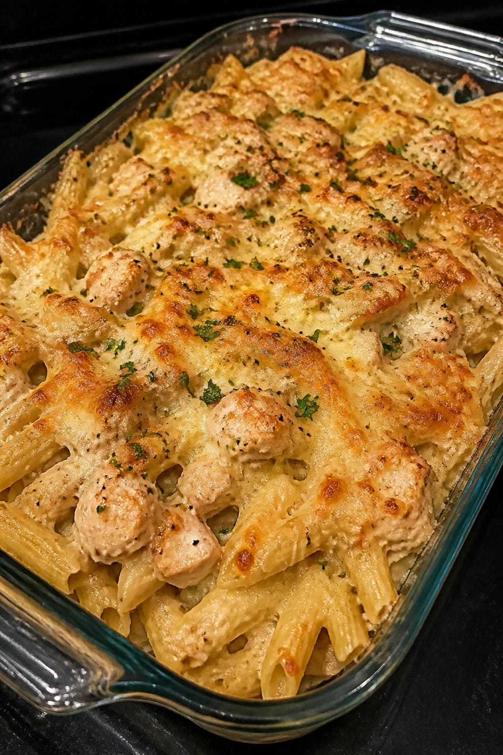 Garlic Parmesan Chicken Pasta Bake