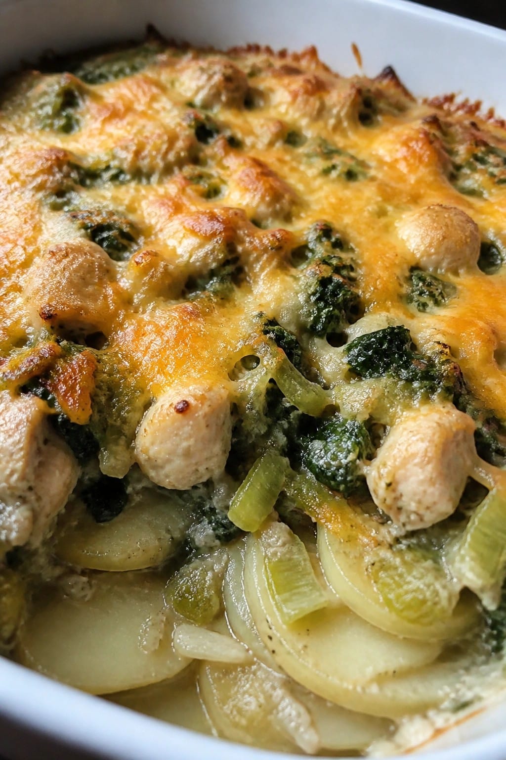 Spinach and Leek Chicken Potato Casserole