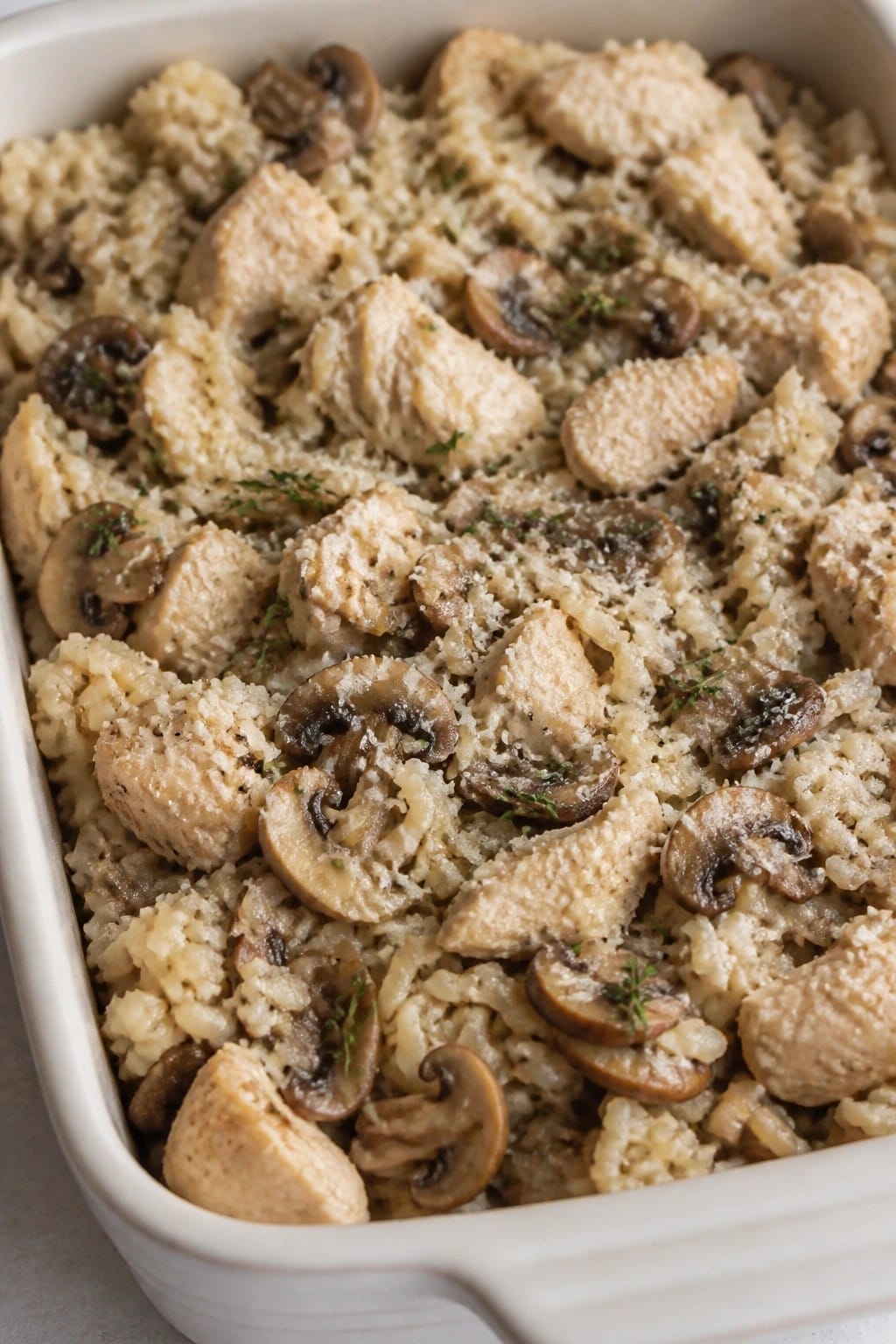 Wild Mushroom and Thyme Chicken Rice Casserole