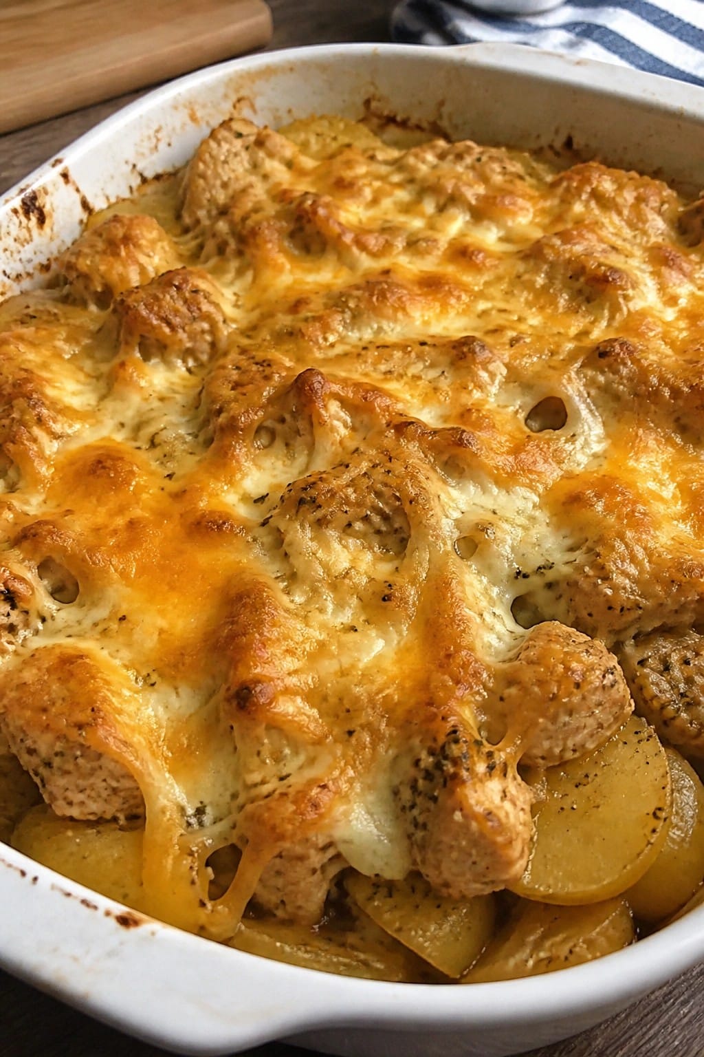 Italian Herb Chicken Potato Casserole with Mozzarella