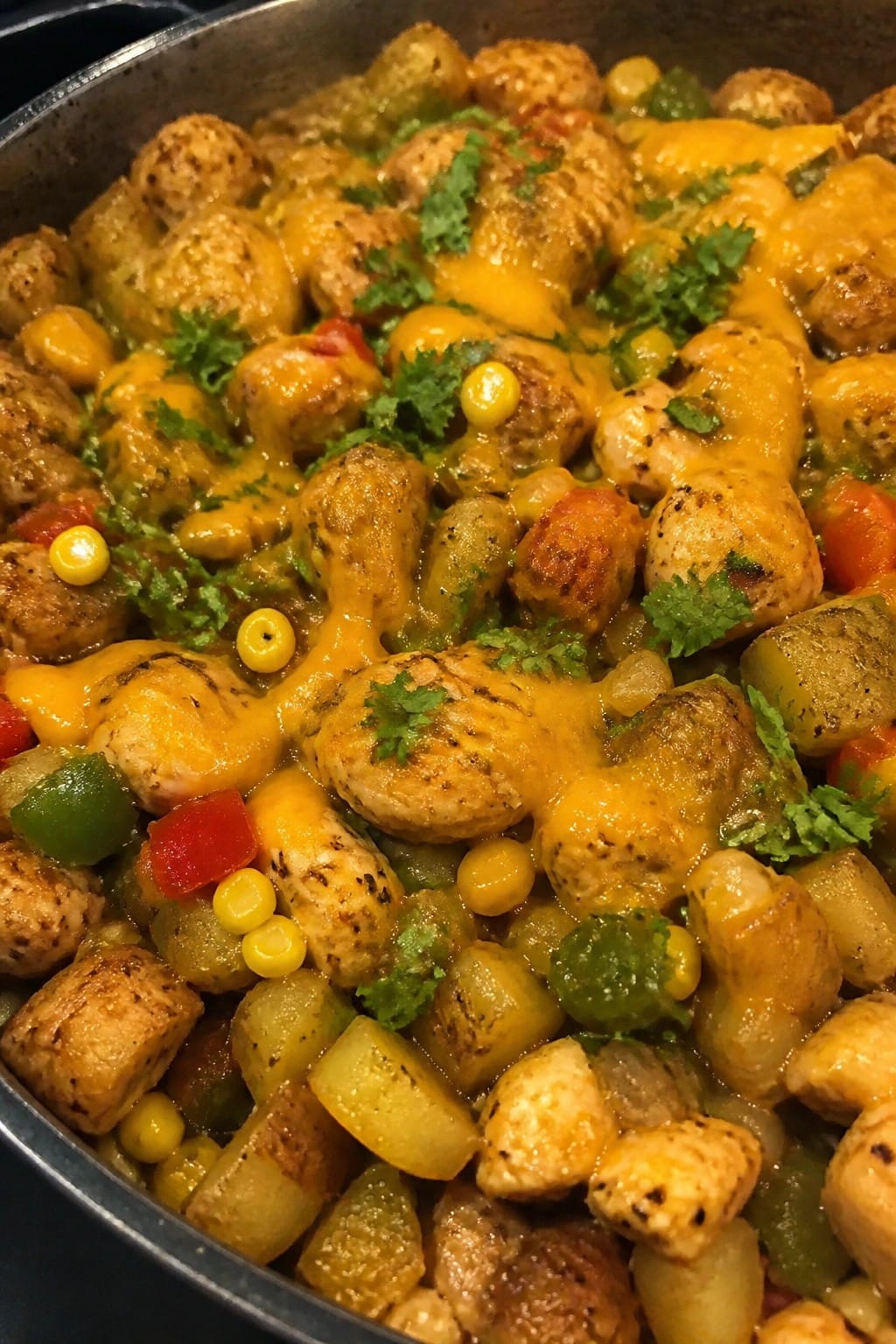 Spicy Mexican Chicken Potato Casserole with Corn and Peppers