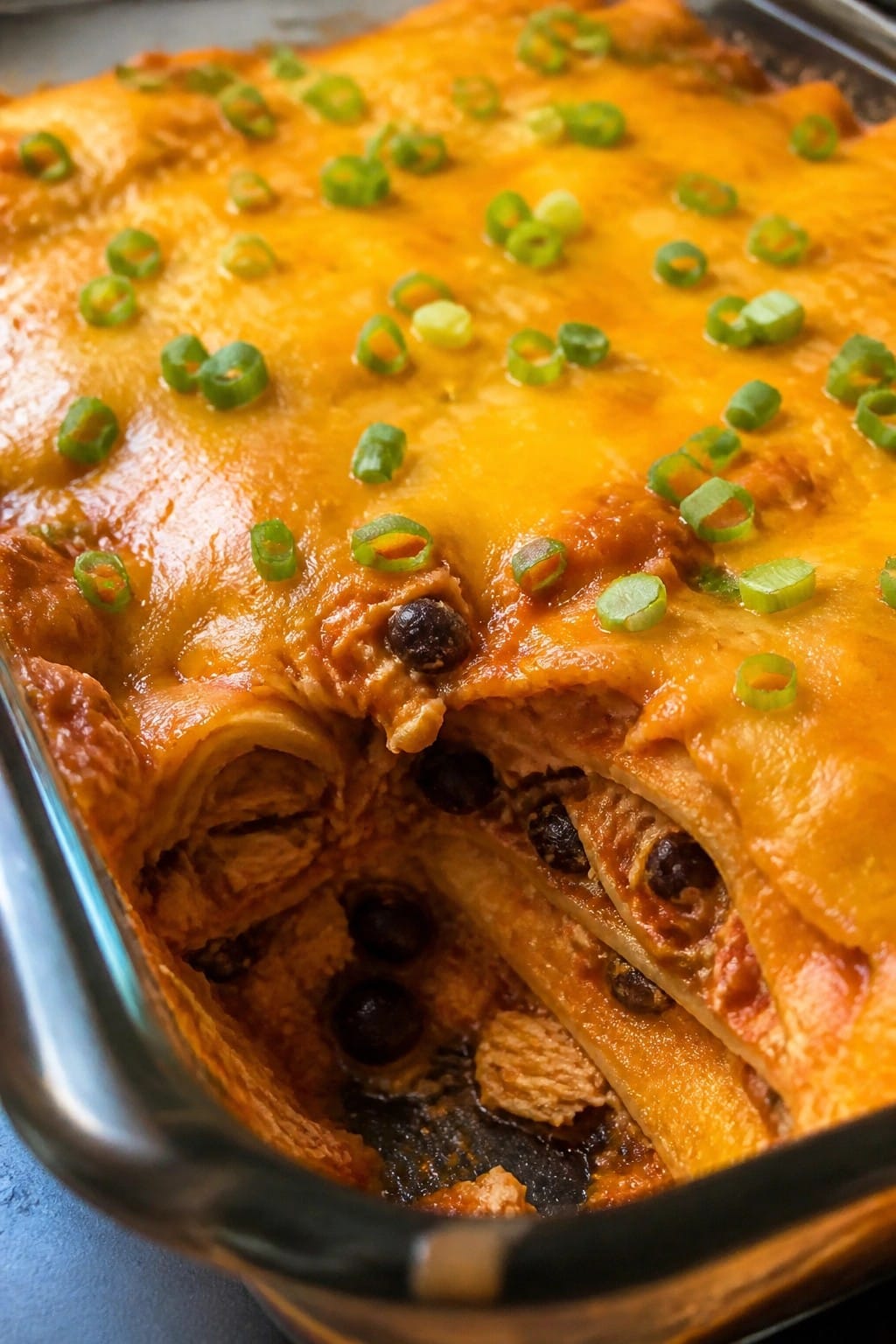 Buffalo Chicken Black Bean Enchilada Casserole