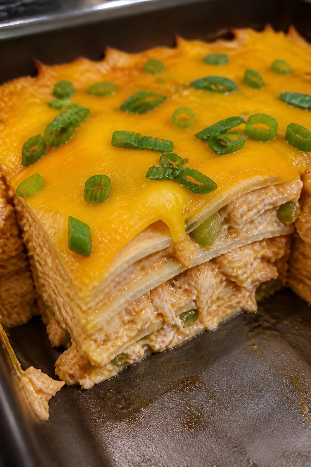 Cheesy Buffalo Chicken Tortilla Casserole