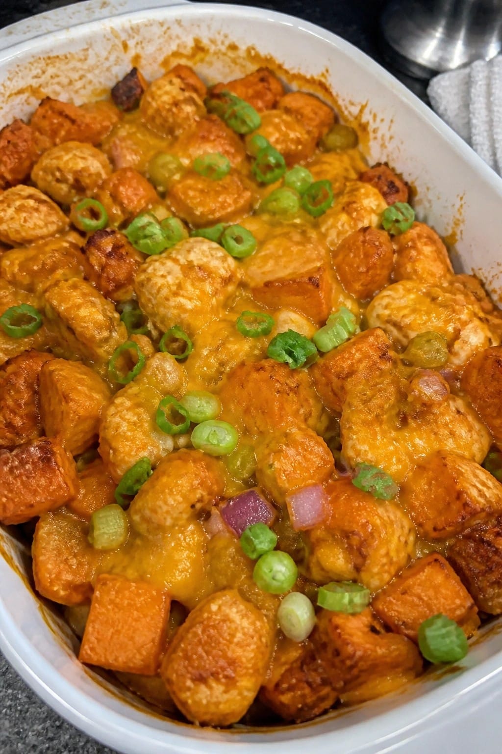 Sweet Potato Buffalo Chicken Casserole