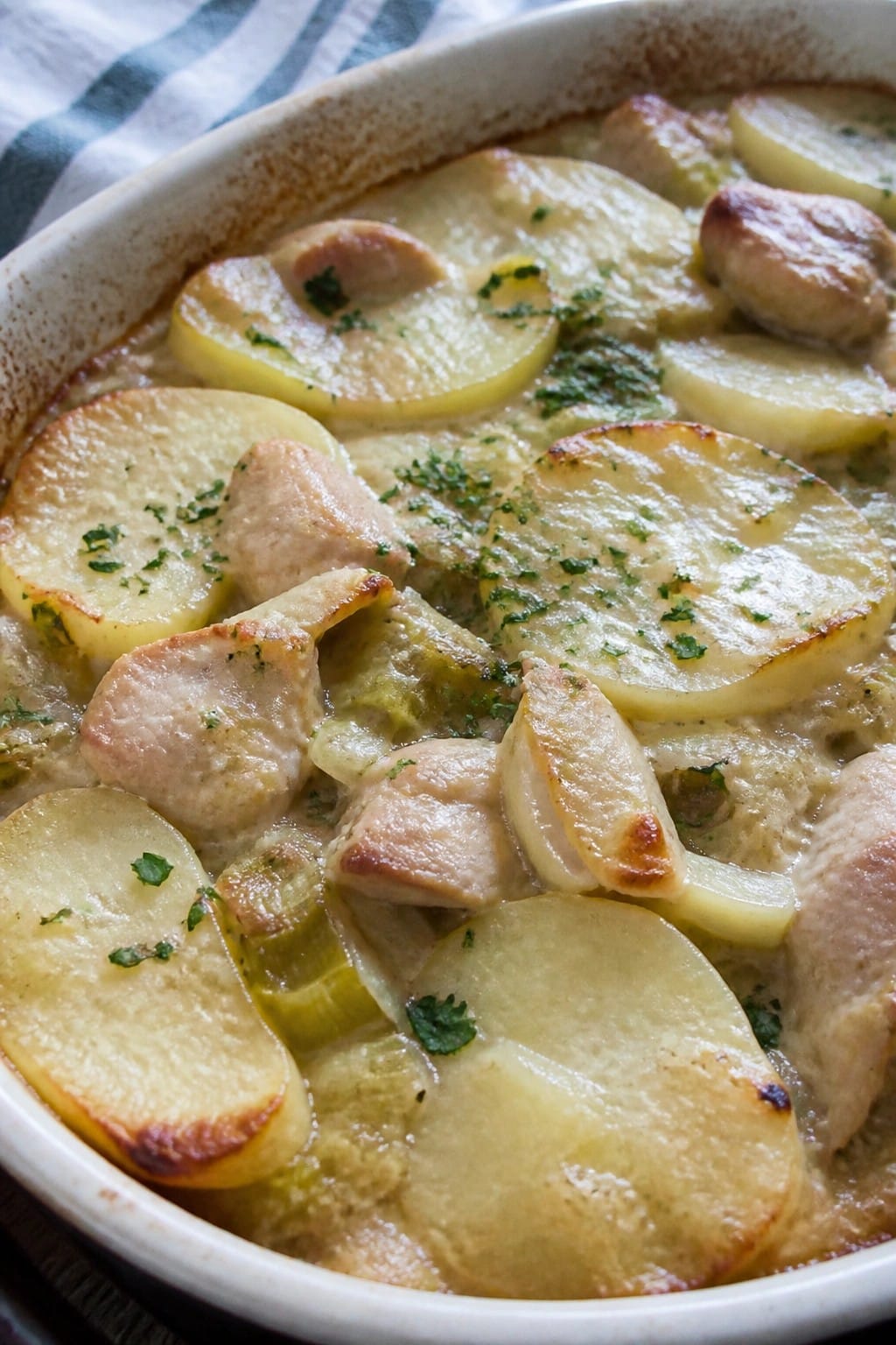 Potato Leek Chicken Casserole