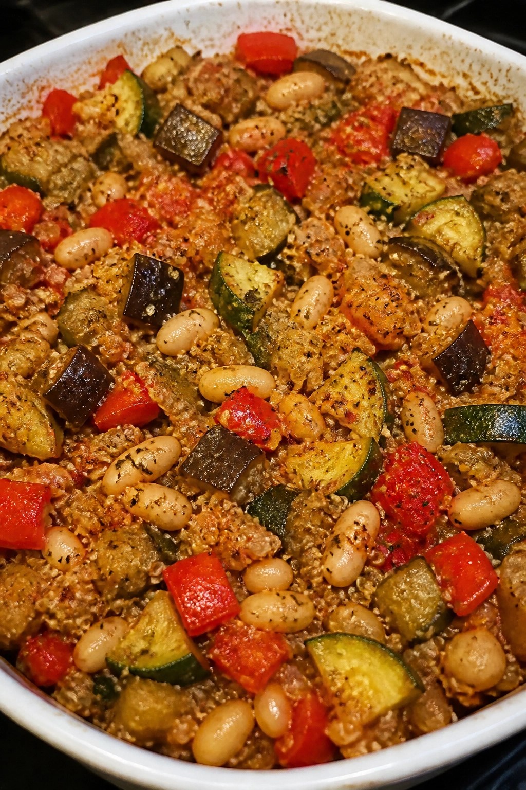 Ratatouille Quinoa White Bean Casserole
