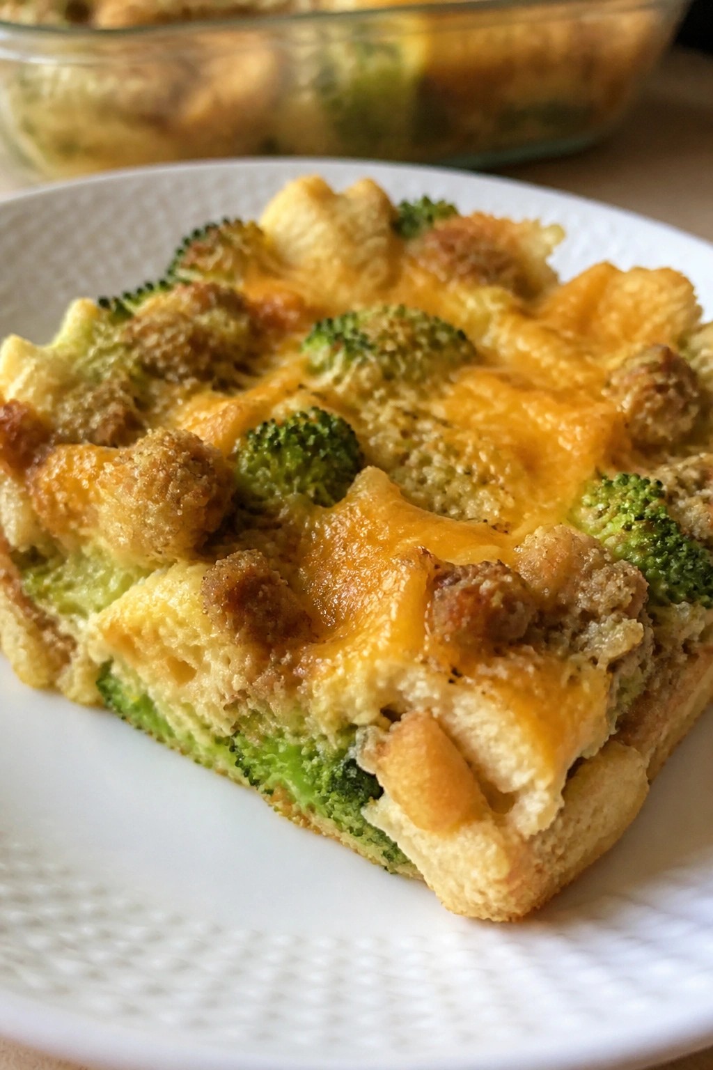 Broccoli Cheddar Turkey Sausage Breakfast Casserole