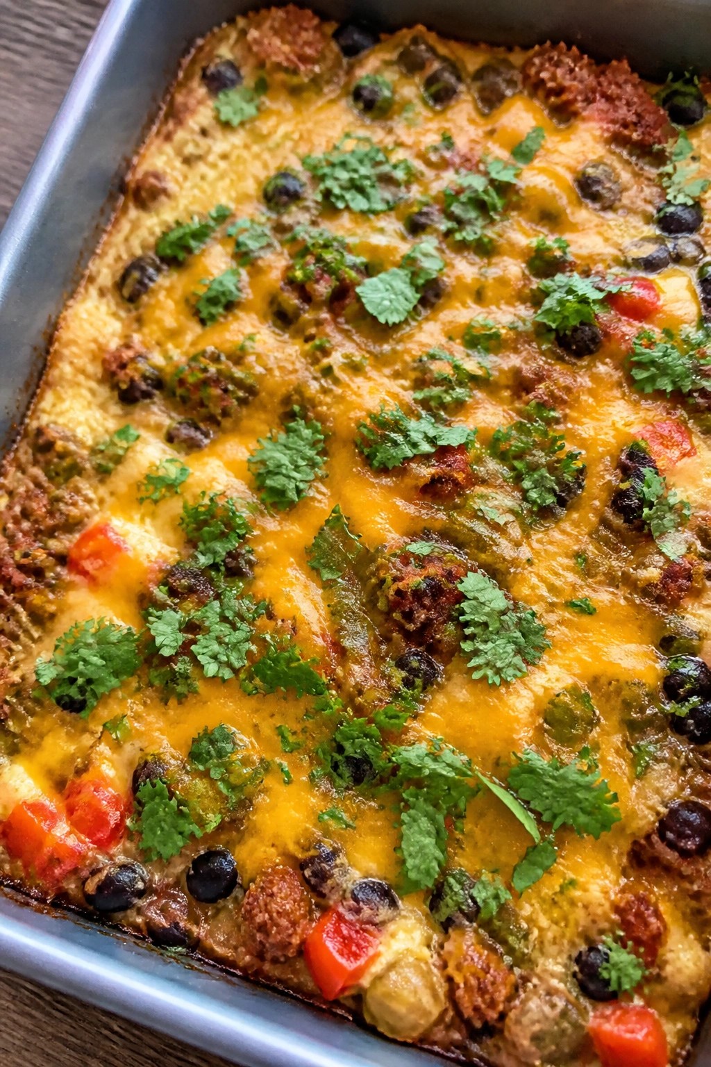 Chorizo Black Bean and Pepper Breakfast Casserole