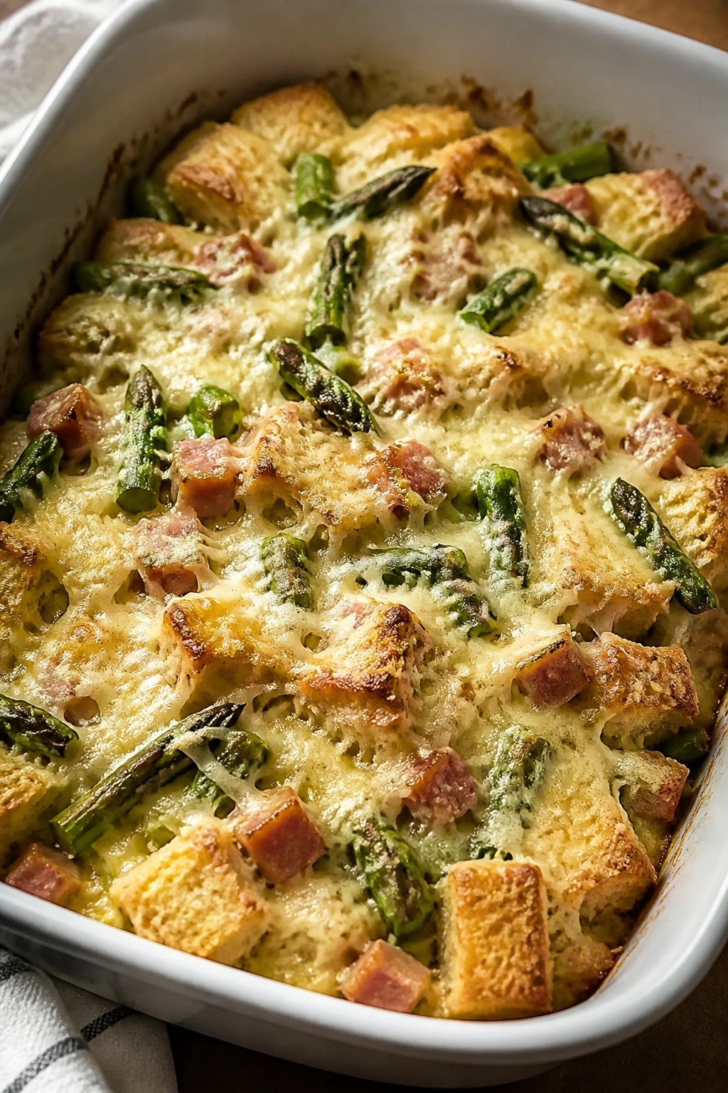 Ham Asparagus and Gruyere Breakfast Casserole