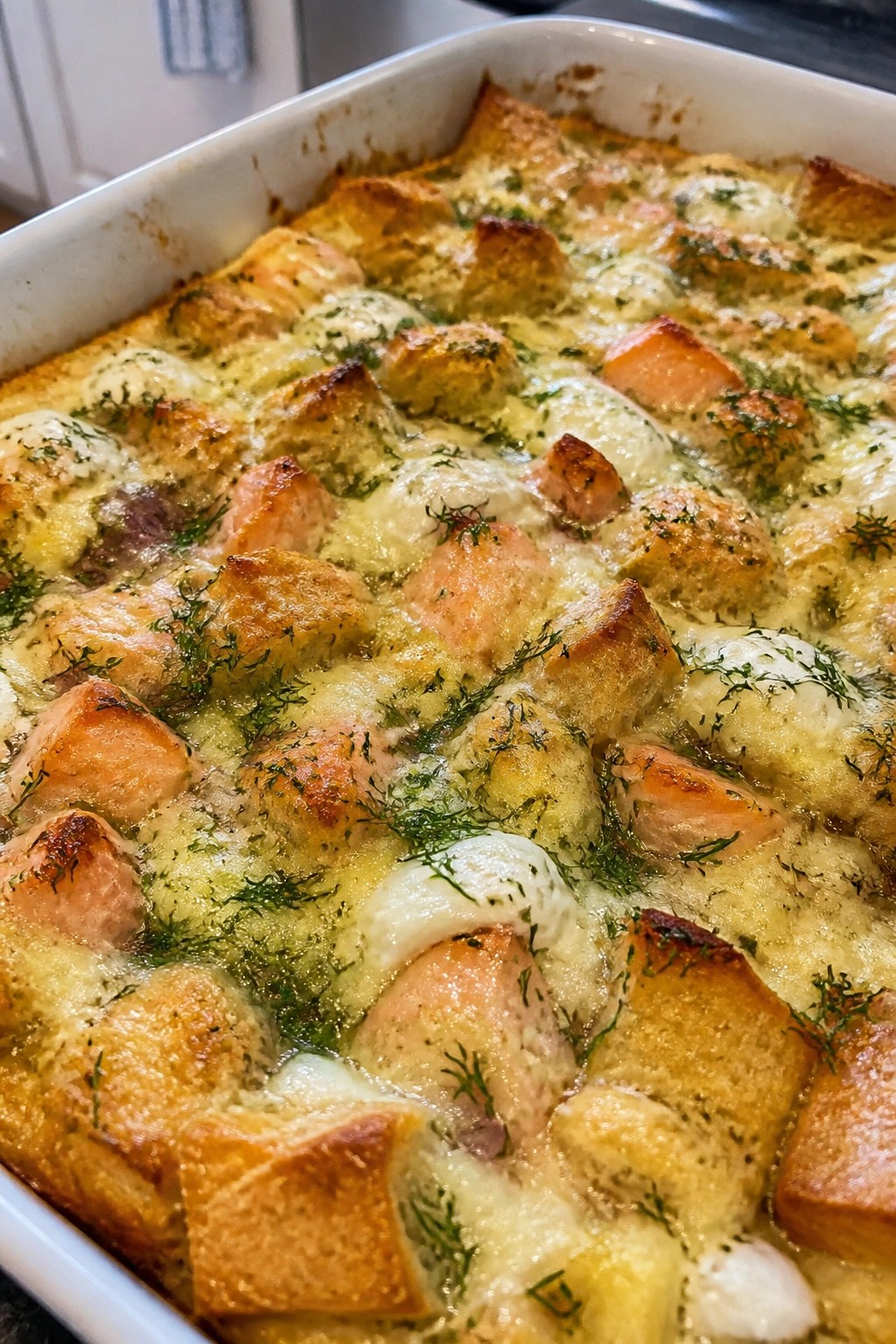 Smoked Salmon Dill Cream Cheese Breakfast Casserole