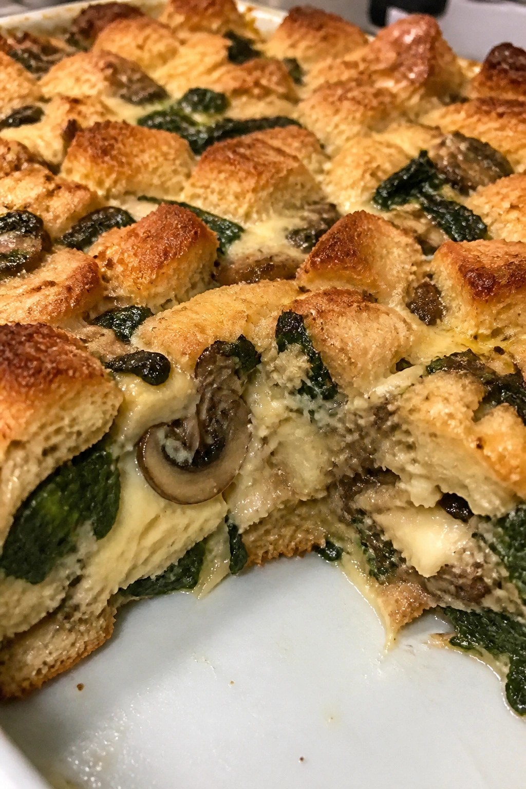 Spinach Mushroom and Swiss Breakfast Casserole