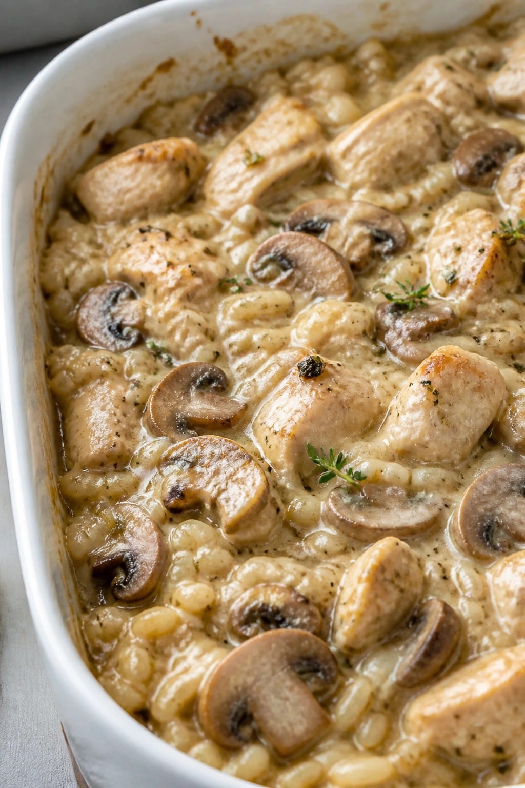 Mushroom Swiss Chicken Barley Casserole
