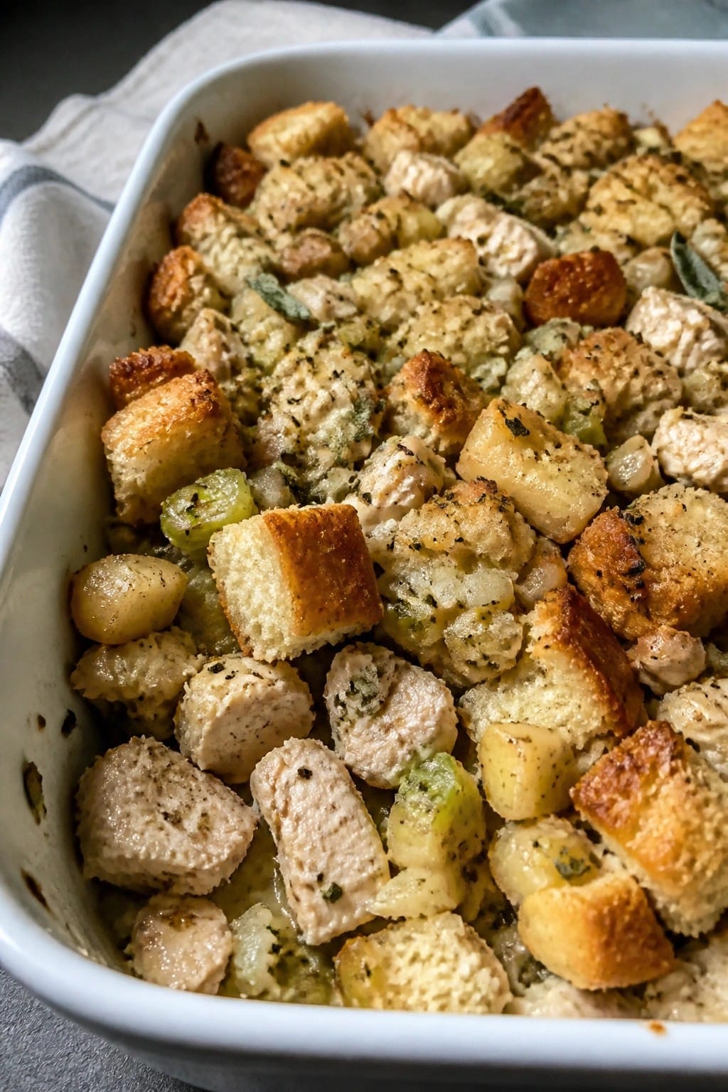 Chicken Apple Sage Stuffing Casserole