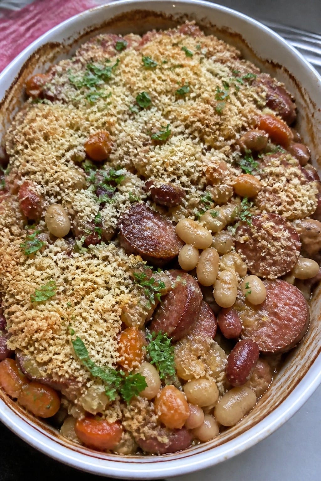 Three-Bean Cassoulet with Smoked Sausage