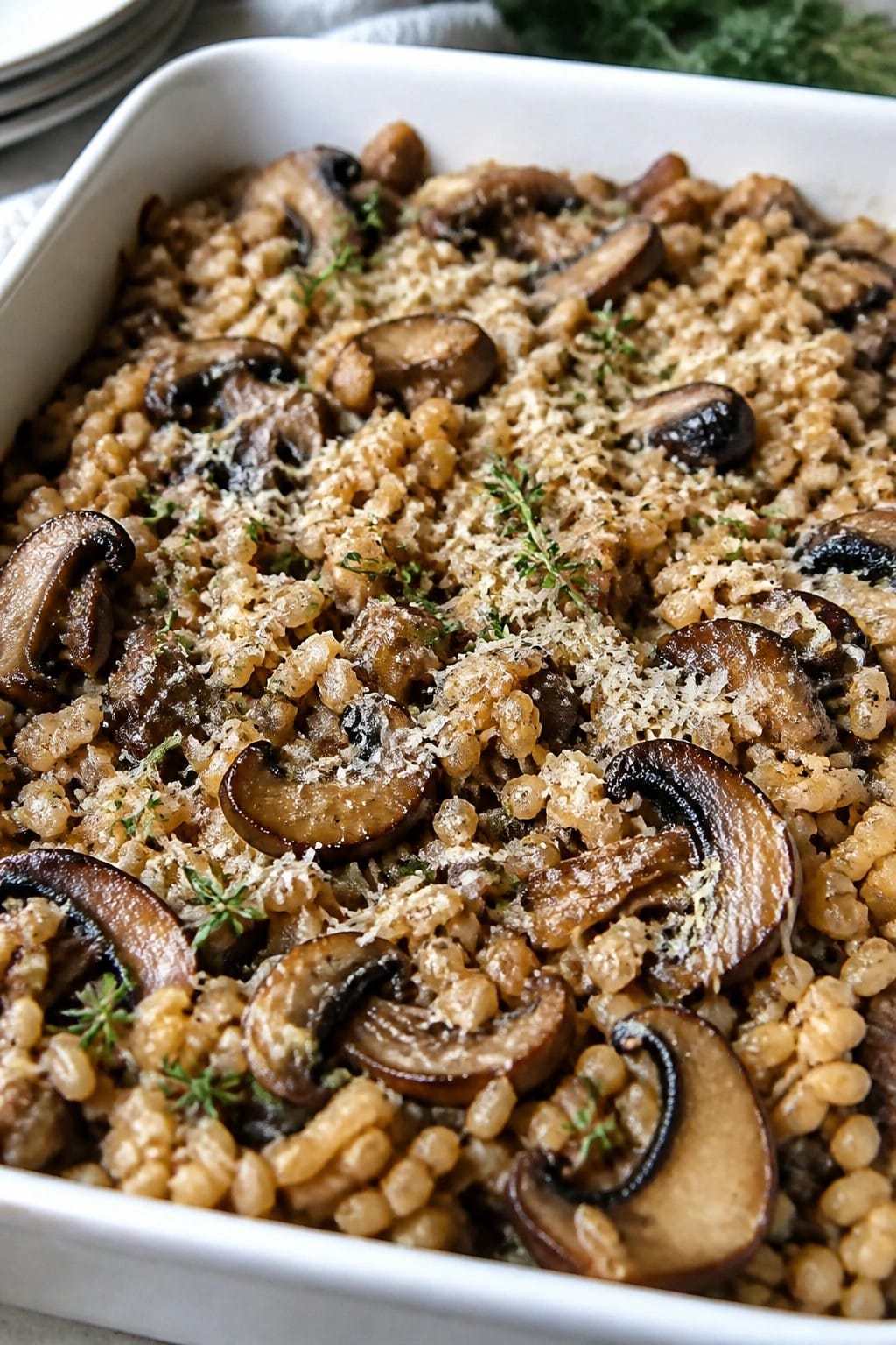 Wild Mushroom Barley Casserole with Thyme