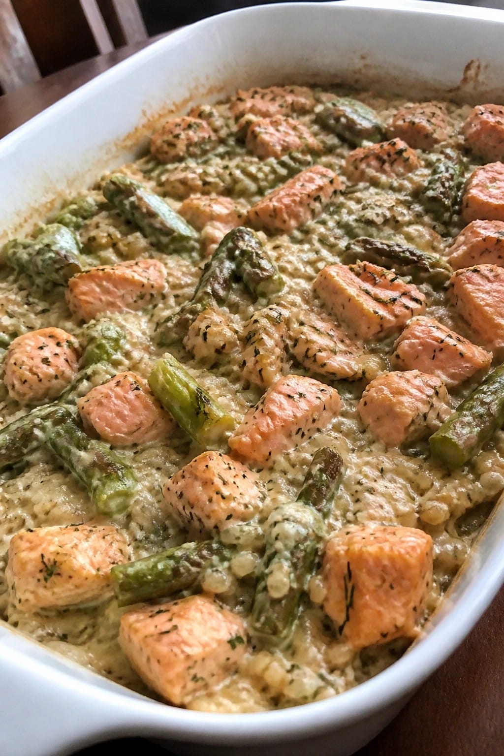 Baked Salmon Brown Rice Asparagus Casserole