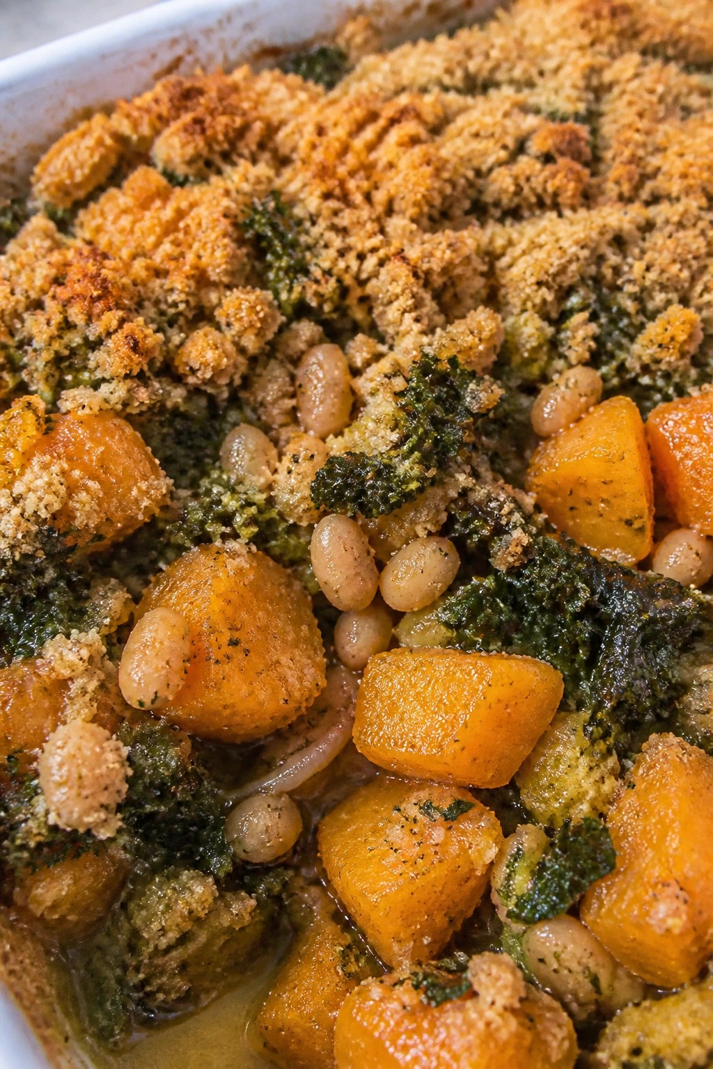 Butternut Squash Kale White Bean Gratin