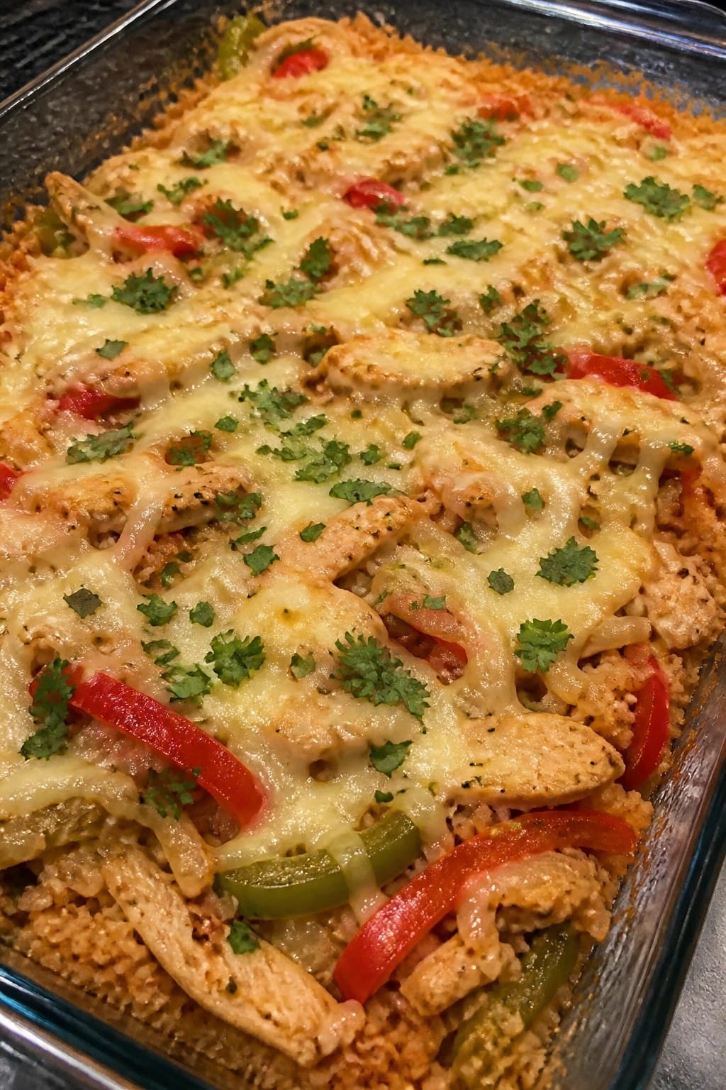 Cauliflower Rice Chicken Fajita Casserole