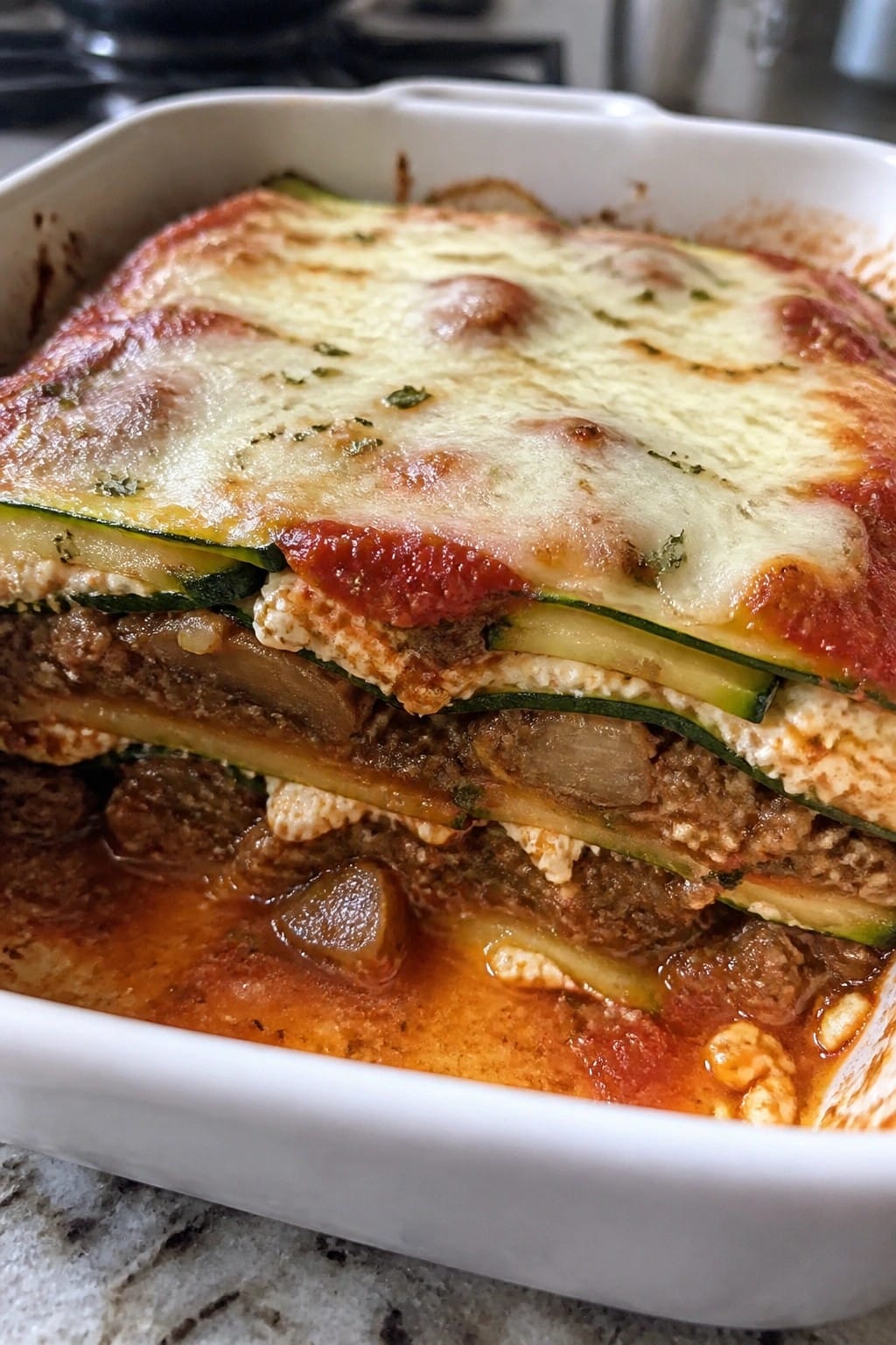 Lean Beef Zucchini Mushroom Lasagna
