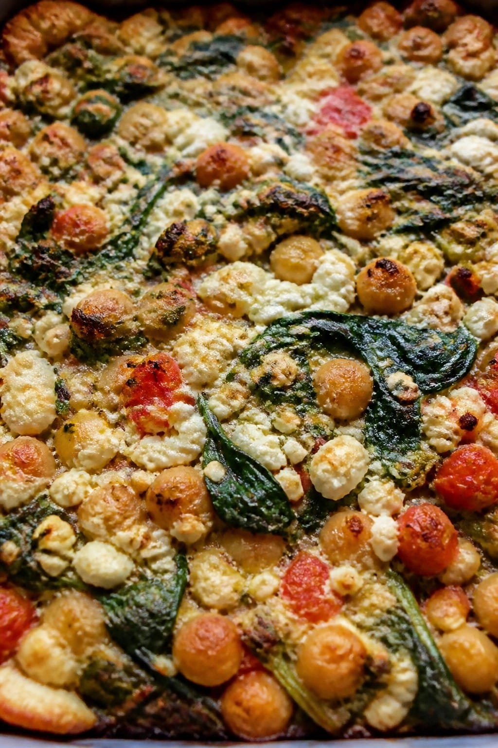 Mediterranean Chickpea Spinach Feta Casserole
