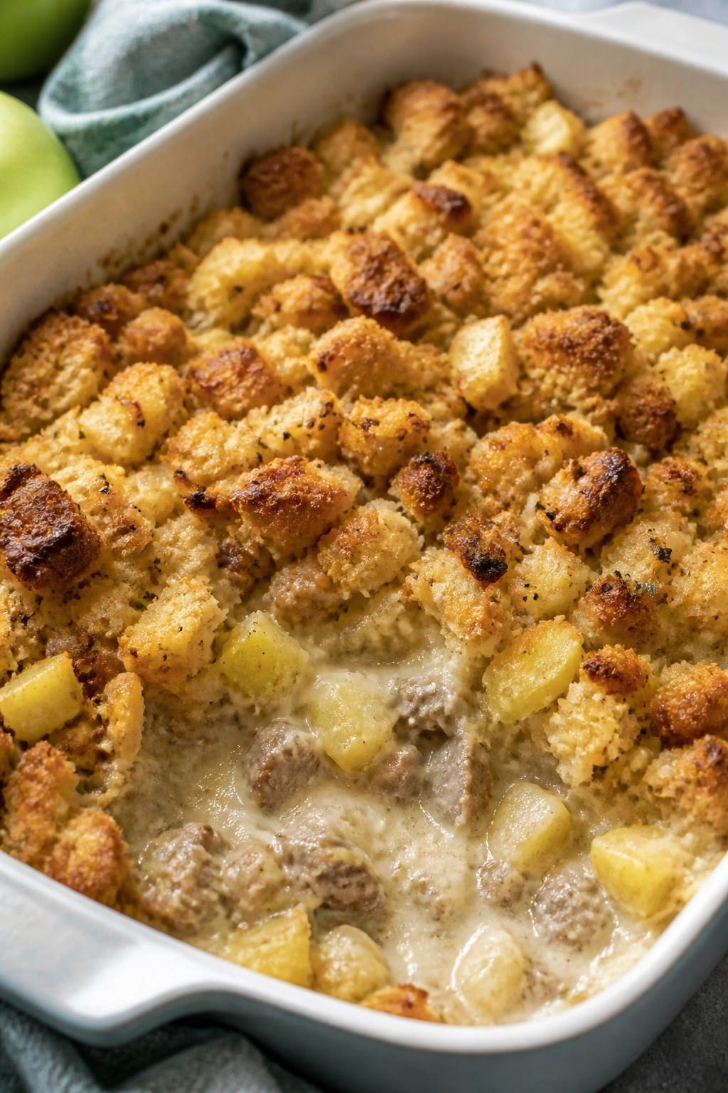 Creamy Pork and Apple Stuffing Casserole