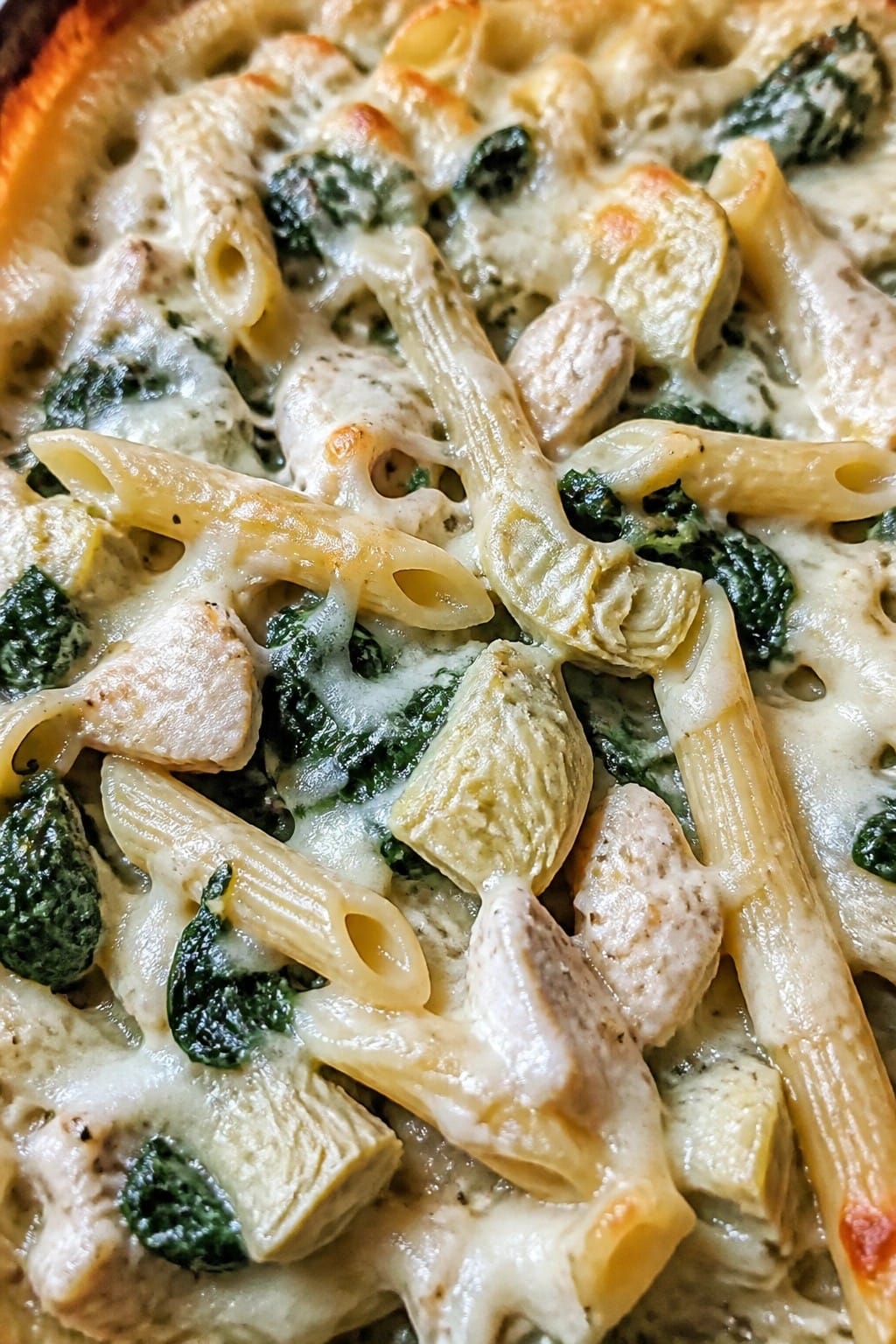 Spinach Artichoke Chicken Pasta Bake
