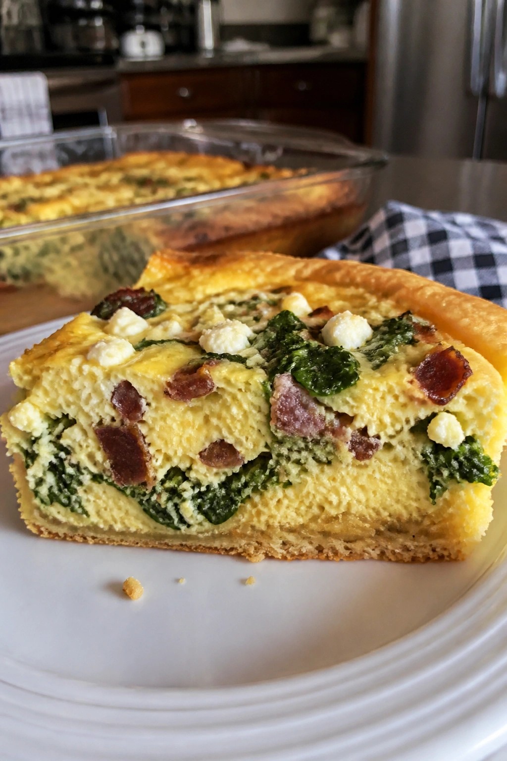 Bacon Spinach Feta Crescent Roll Egg Bake
