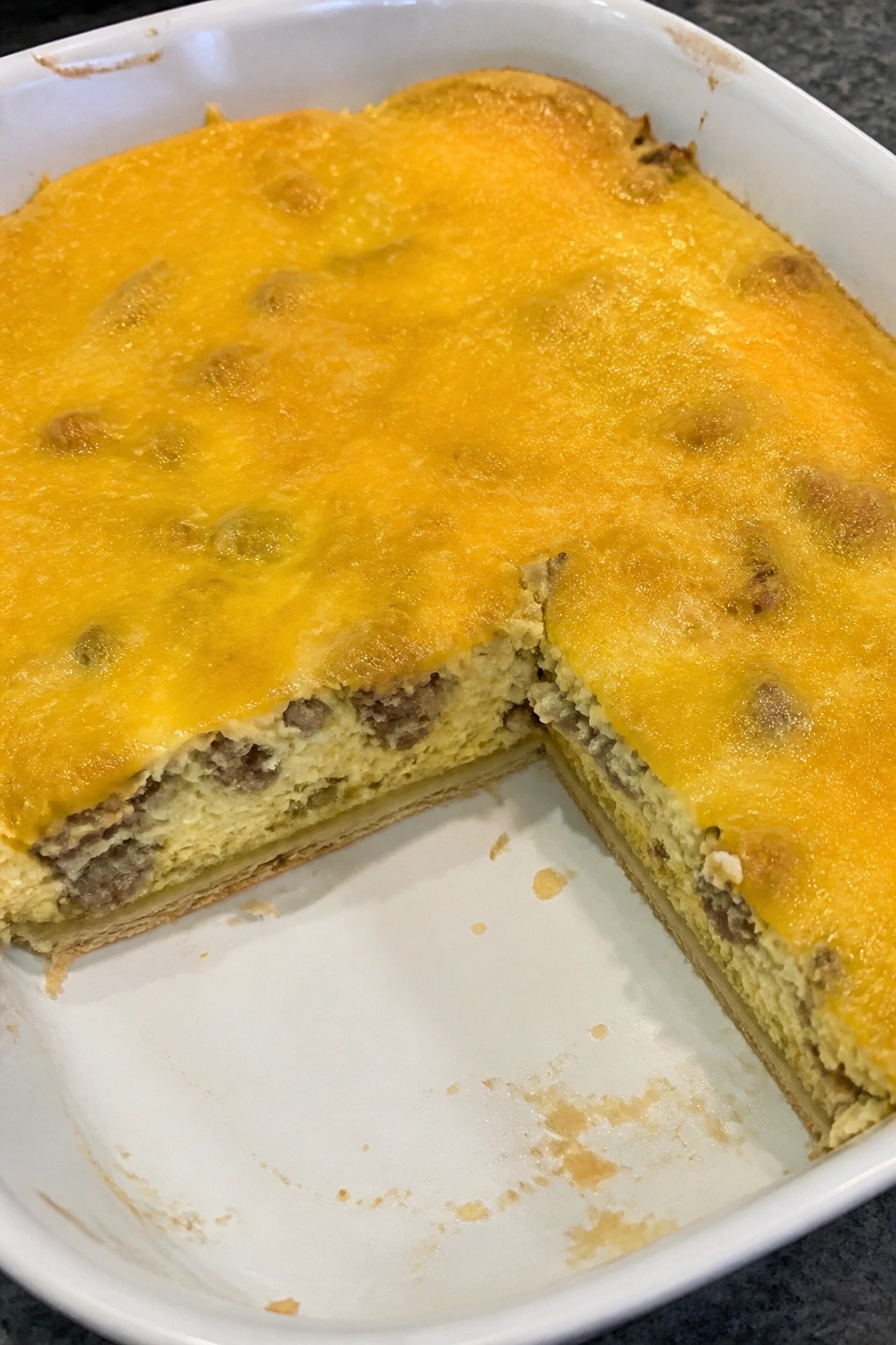 Cheesy Sausage and Egg Crescent Roll Breakfast Casserole
